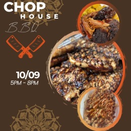 Chophouse BBQ will be here at 5pm to smoke things up! social media post with barbeque