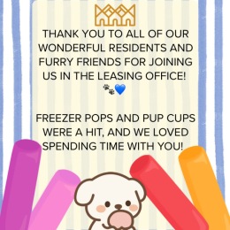 flyer with a cartoon dog eating an icecream